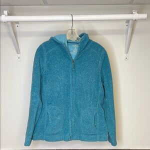 L.L.Bean Teal Hooded Fleece Sherpa Zip Up‎ Jacket- M